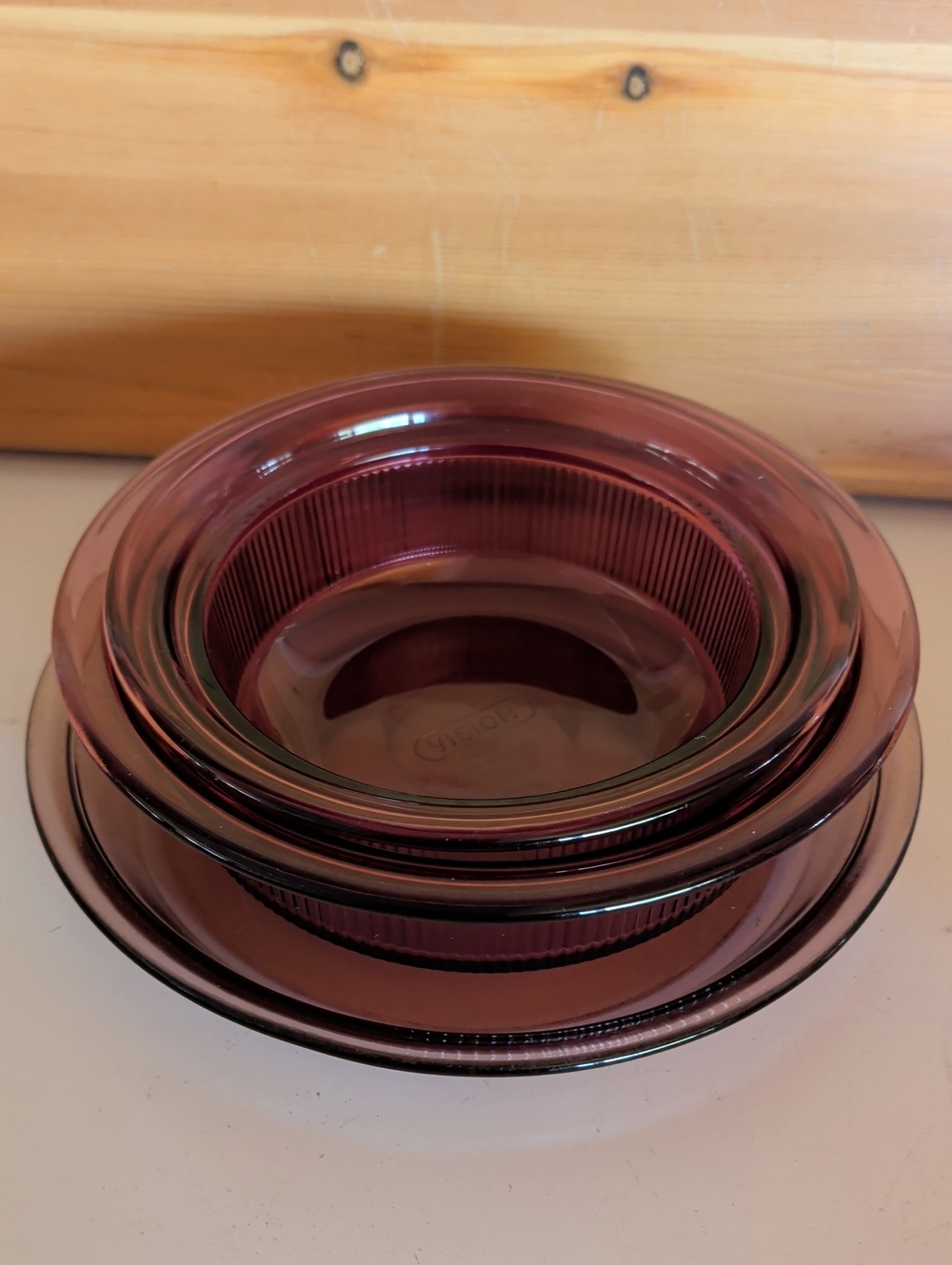 3 pcs. Vision/ Pyrex Corningware Cranberry Casserole Dish & Pie Dish.🌟 - Picture 2 of 13